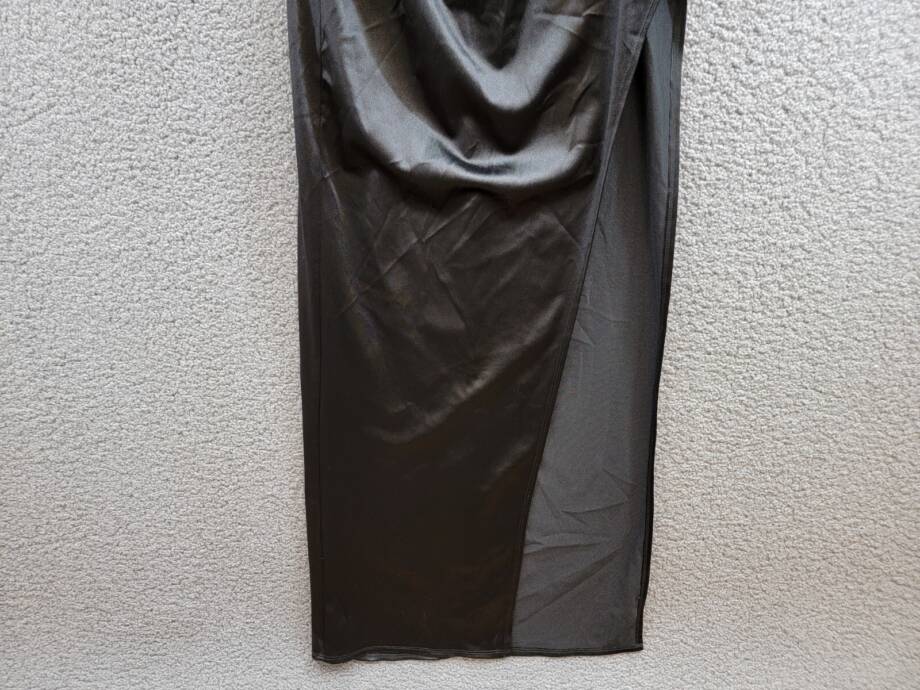 Emerald Sundae Drape-Front Long Sateen Gown Juniors' S Black Back Zip Closure