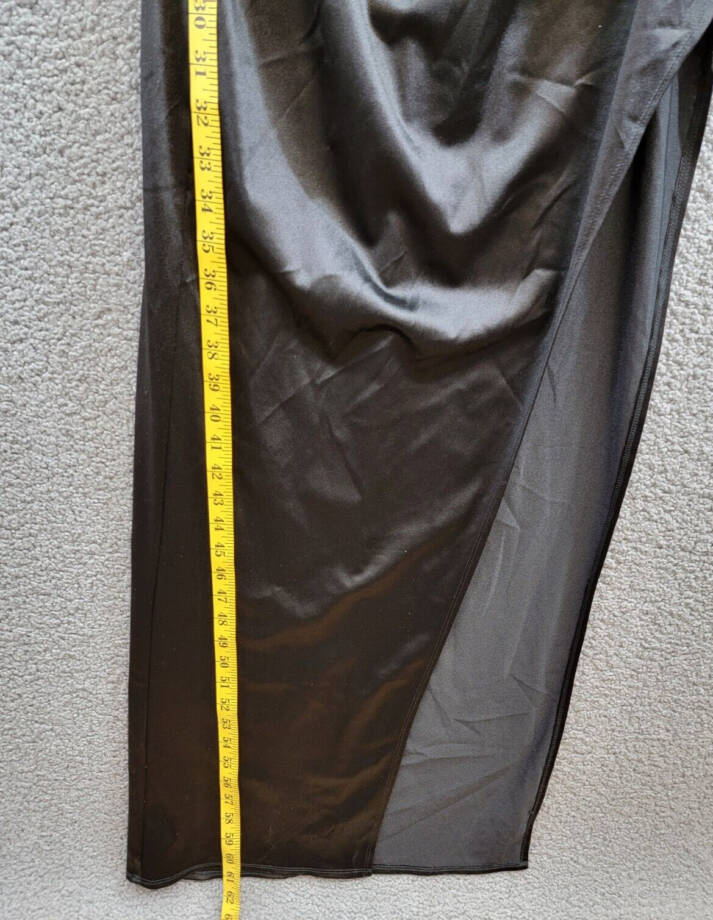 Emerald Sundae Drape-Front Long Sateen Gown Juniors' S Black Back Zip Closure