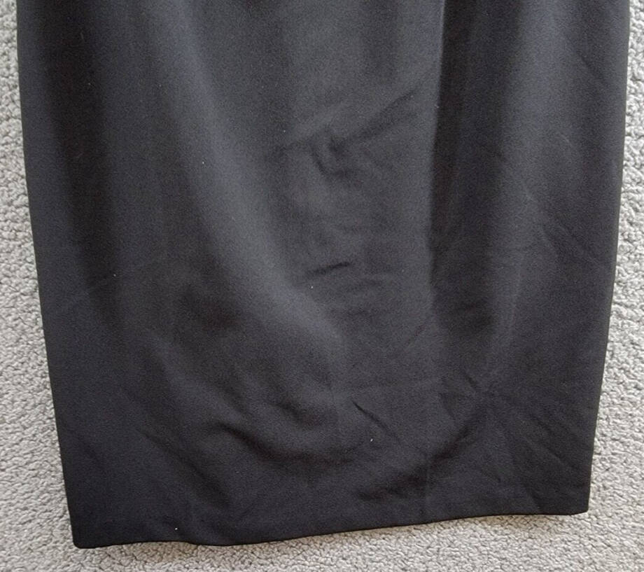 Connected Mixed-Media Puff-Sleeve Dress Womens 6 Black Round Neck Button Closure