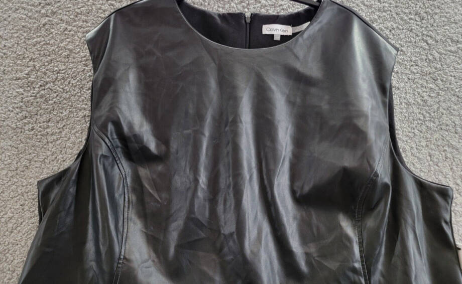 Calvin Klein Plus Size Mixed-Media Sleeveless Top Women's 22W Black Back Zip