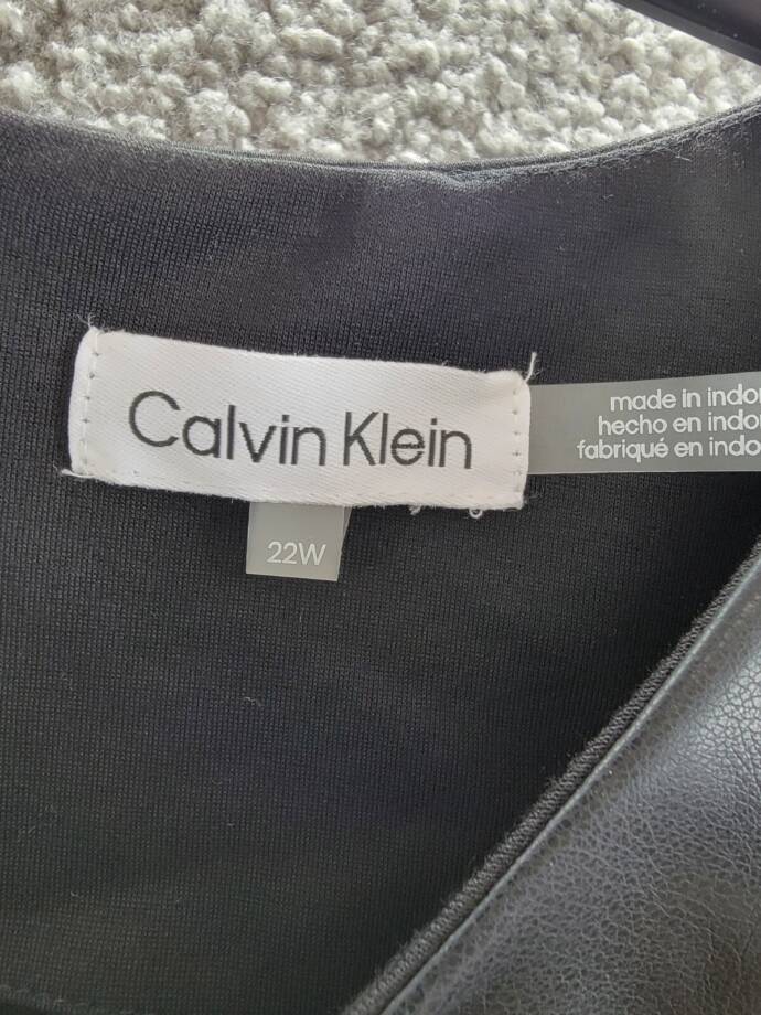 Calvin Klein Plus Size Mixed-Media Sleeveless Top Women's 22W Black Back Zip