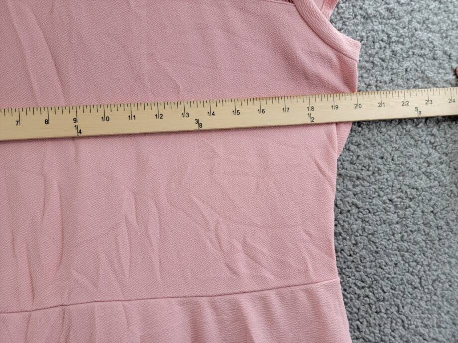 NY Collection Lace-Trim Fit & Flare Dress Women's L Pink Short Sleeve Back Zip
