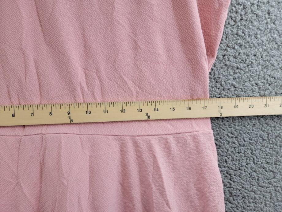 NY Collection Lace-Trim Fit & Flare Dress Women's L Pink Short Sleeve Back Zip