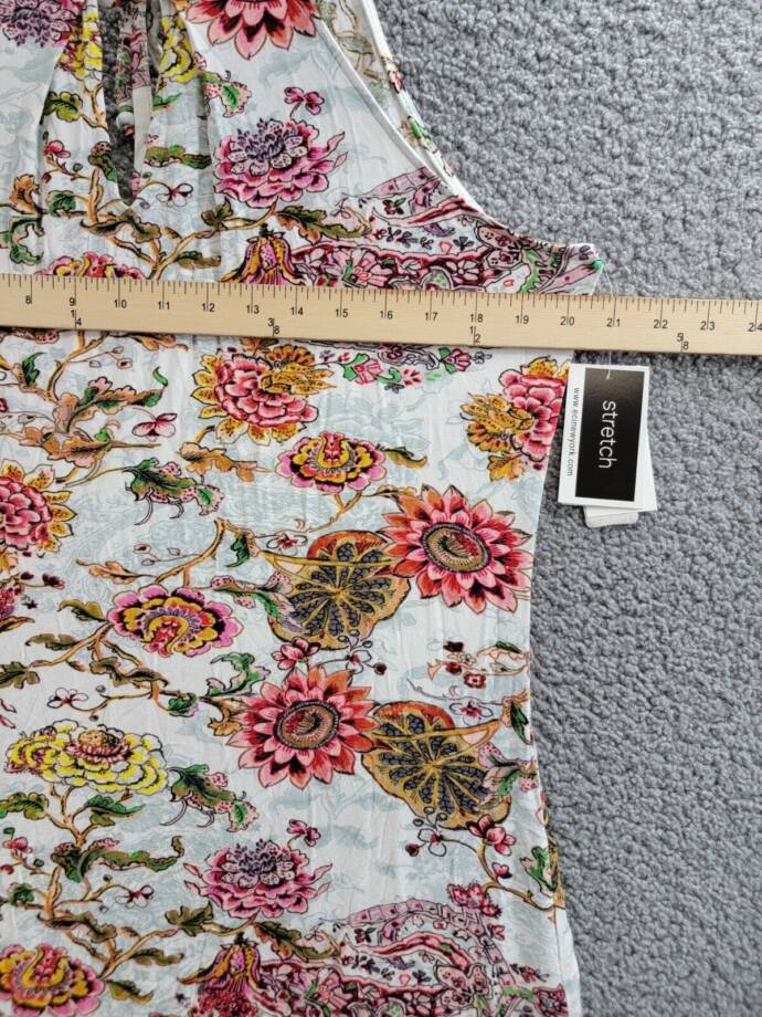 Eci New York Printed Maxi Dress Women's XL Ivory/Pink Halter Neck Back Tie