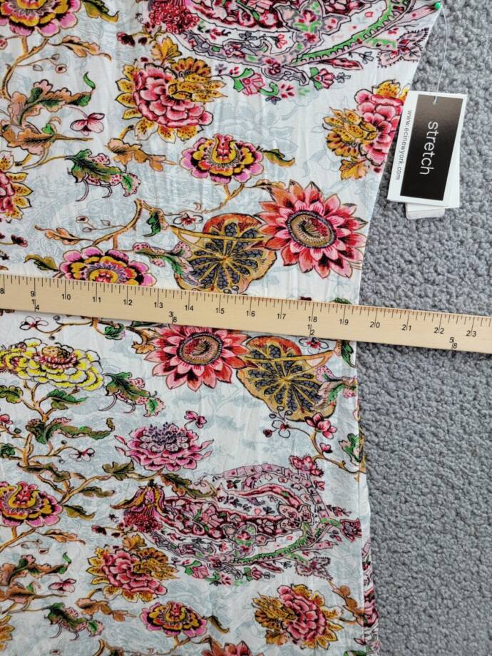 Eci New York Printed Maxi Dress Women's XL Ivory/Pink Halter Neck Back Tie
