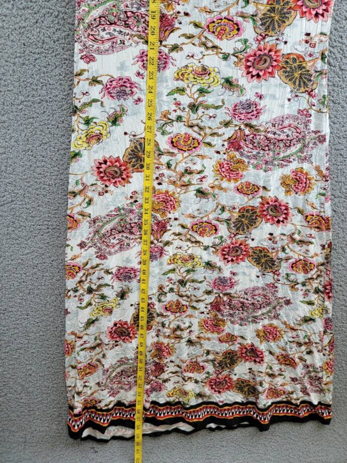 Eci New York Printed Maxi Dress Women's XL Ivory/Pink Halter Neck Back Tie