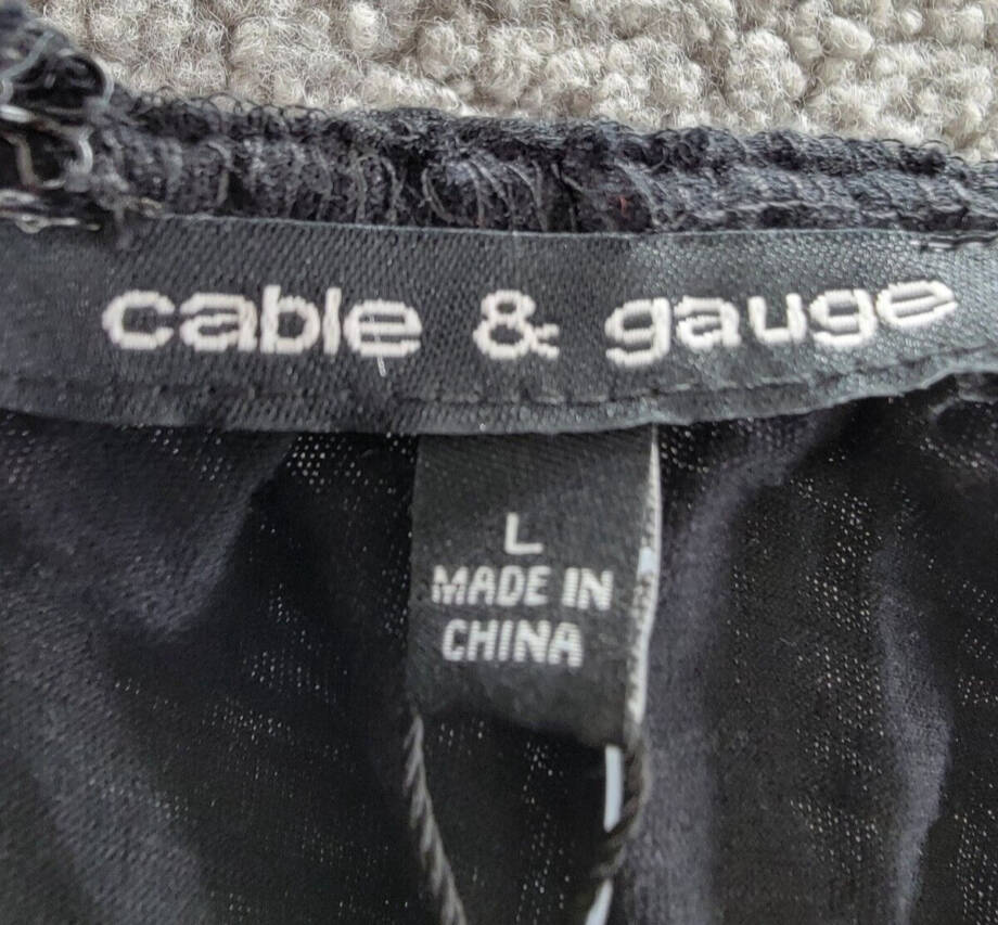 Cable & Gauge Macrame Knit Blouse Women's L Black Halter Sleeveless Hook & Eye