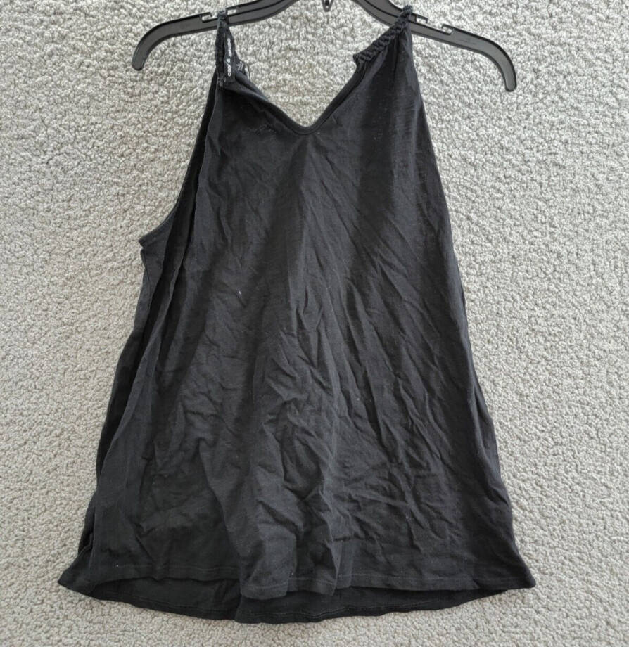 Cable & Gauge Macrame Knit Blouse Women's L Black Halter Sleeveless Hook & Eye
