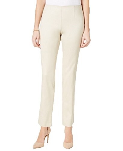 Charter Club Slim-Leg Ankle Pants Women's 6 Birch Tree Slit Hem Elastic Waist