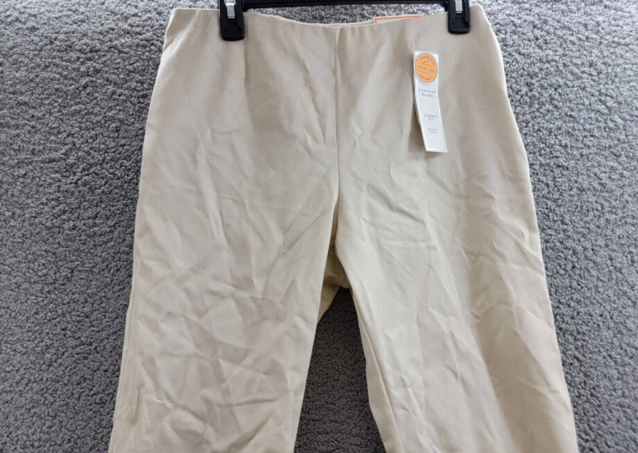 Charter Club Slim-Leg Ankle Pants Women's 6 Birch Tree Slit Hem Elastic Waist