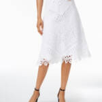 JohnPaulRichard Crocheted A-Line Skirt Women's XL White Scalloped Hem Pull On
