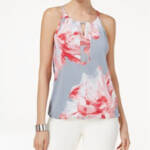 INC International Concepts Petite Floral Embellished Halter Top Women's PS Multi