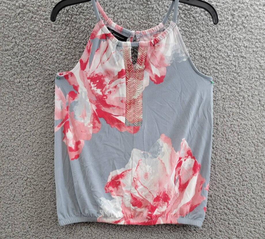 INC International Concepts Petite Floral Embellished Halter Top Women's PS Multi