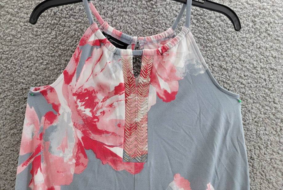 INC International Concepts Petite Floral Embellished Halter Top Women's PS Multi