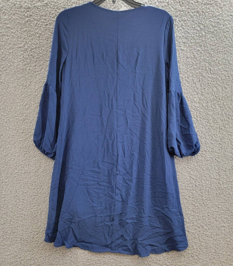 NY Collection Petite High-low Keyhole with Necklace Shift Dress Women's PM Navy