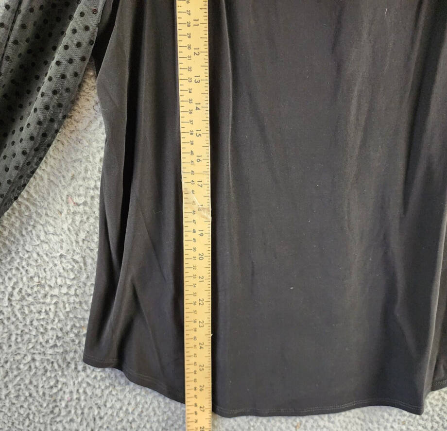 Kasper Petite Sheer-Sleeve V-Neck Top Women's PXL Black Long Sleeves Pullover~