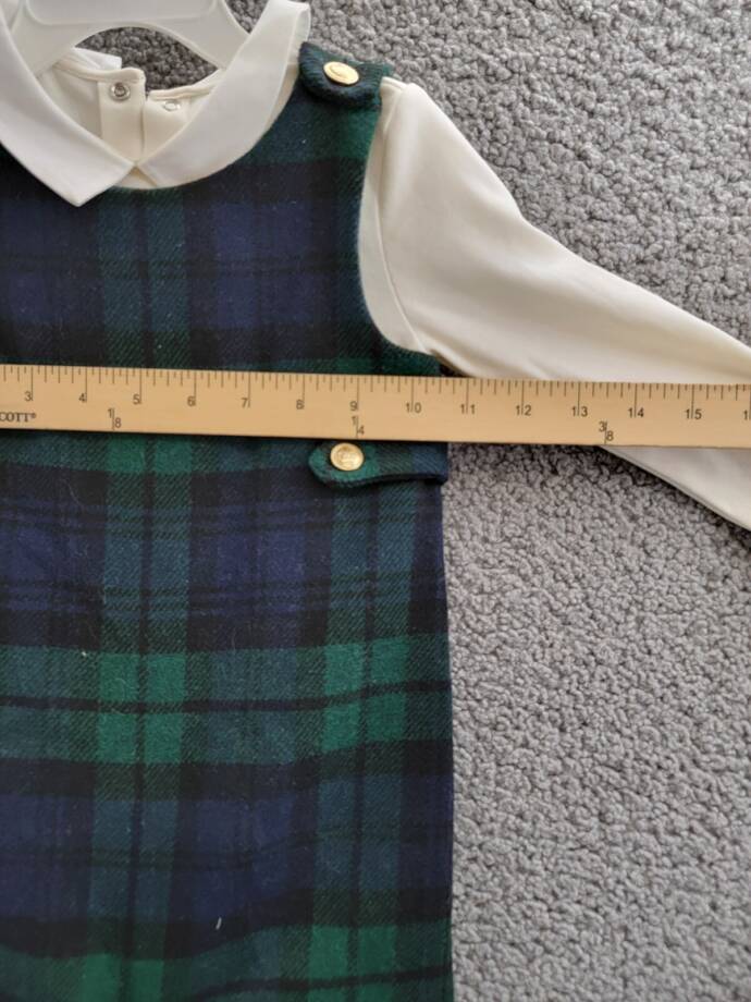 Ralph Lauren Bodysuit & Plaid Wool Overalls Set Baby Boys 18M Multi Button Snap