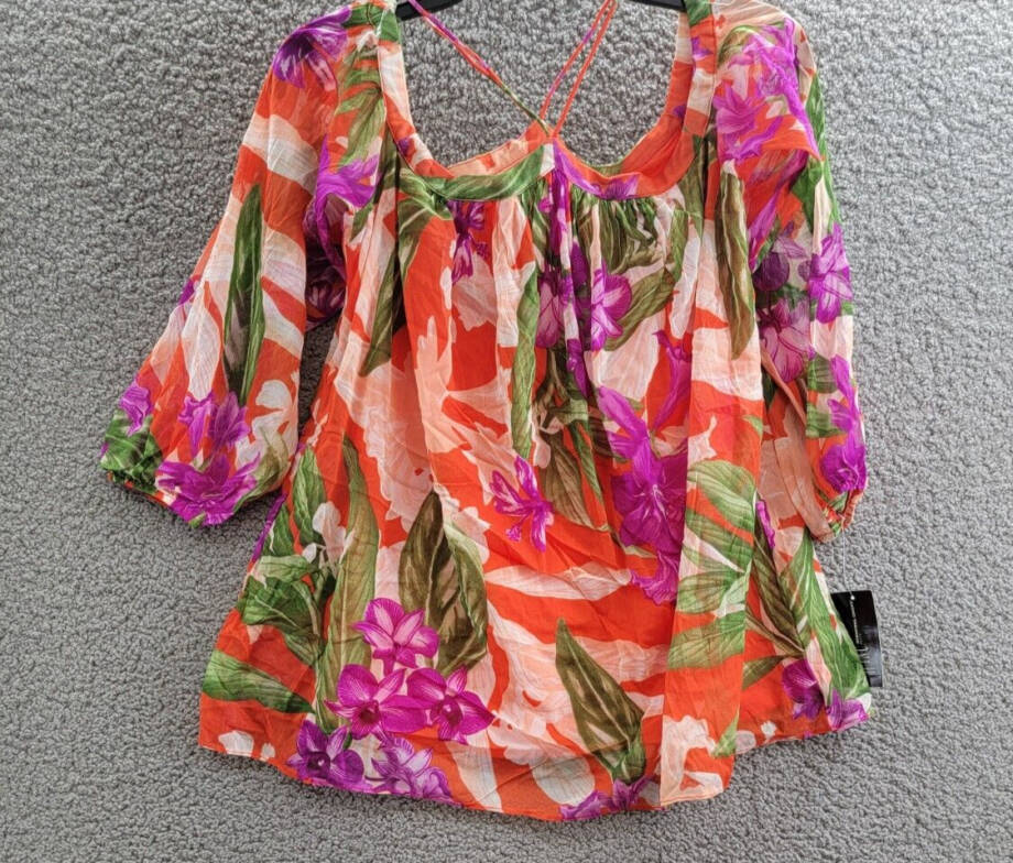 INC International Concepts Petite Floral Halter Off Shoulder Top Womens PL Multi