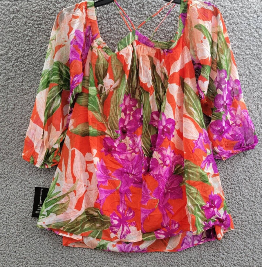 INC International Concepts Petite Floral Halter Off Shoulder Top Womens PL Multi