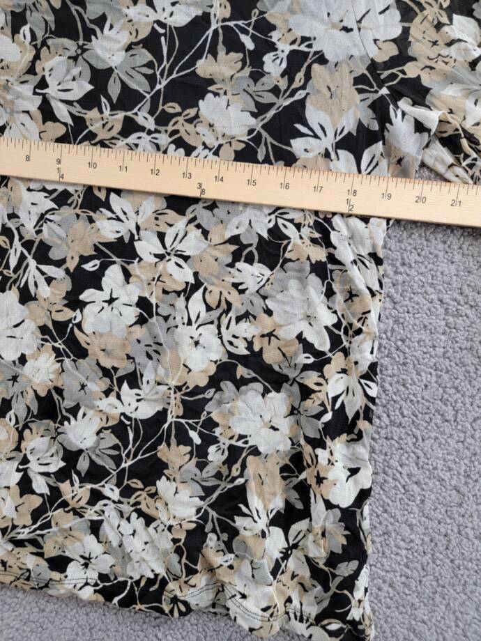 Charter Club Ruffled Floral Print Blouse Women's L Deep Black Combo Long Sleeve