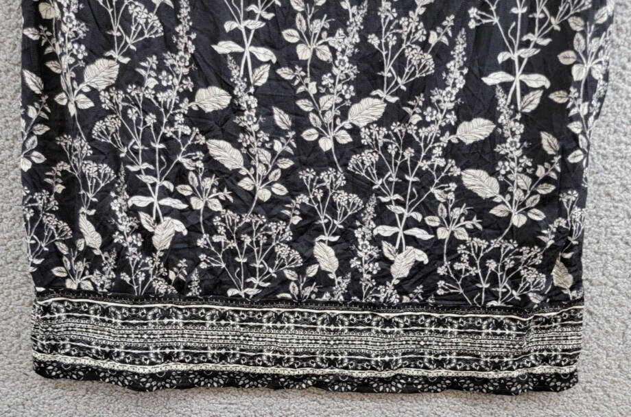 Style & Co Cold Shoulder Floral Print Casual Dress Women's XL Nocturnal Black