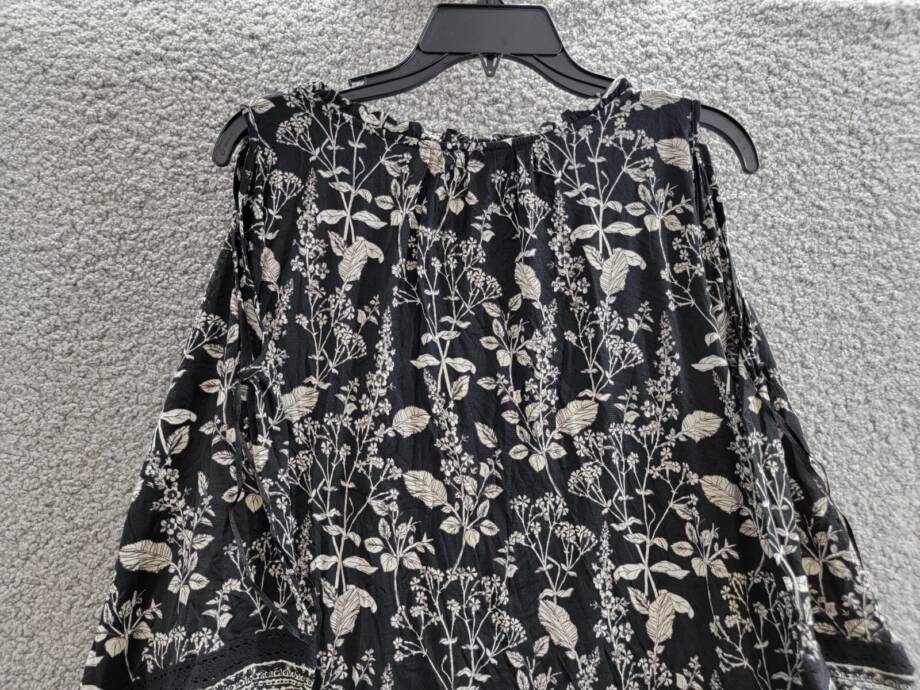 Style & Co Cold Shoulder Floral Print Casual Dress Women's XL Nocturnal Black