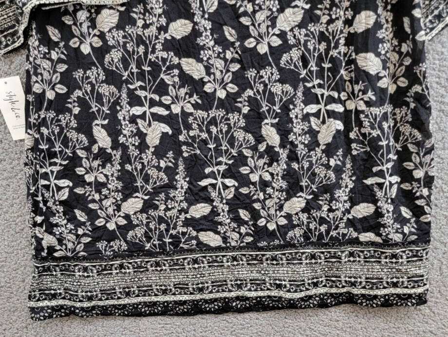 Style & Co Cold Shoulder Floral Print Casual Dress Women's XL Nocturnal Black