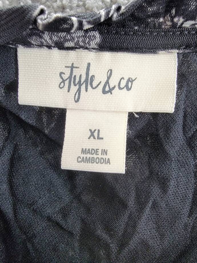 Style & Co Cold Shoulder Floral Print Casual Dress Women's XL Nocturnal Black
