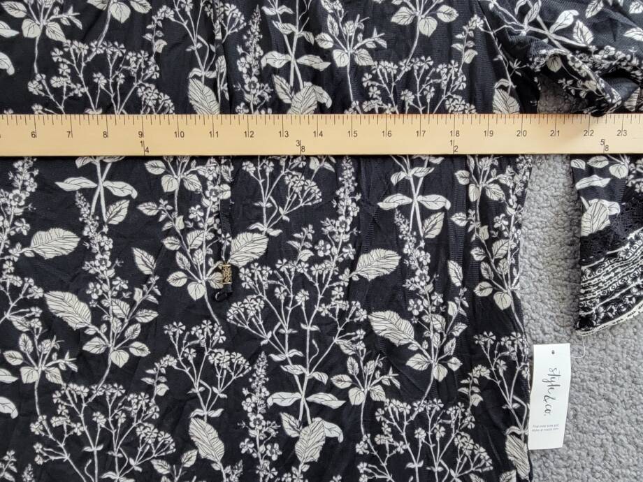 Style & Co Cold Shoulder Floral Print Casual Dress Women's XL Nocturnal Black