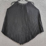 Cable & Gauge Pleated Top Womens S Black Sleeveless Back Button/Keyhole Closure