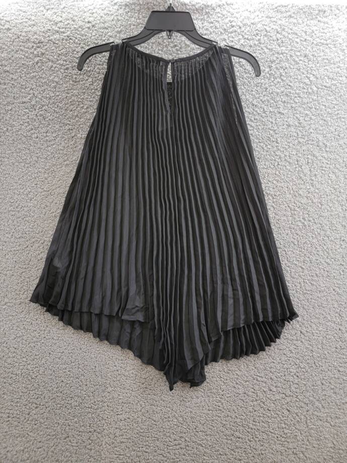 Cable & Gauge Pleated Top Womens S Black Sleeveless Back Button/Keyhole Closure