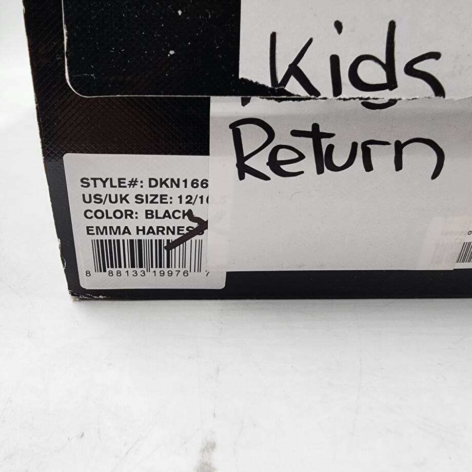 DKNY Kids Emma Harness Logo Detail Elastic Tall Boot Girls 12 Black Side Zip