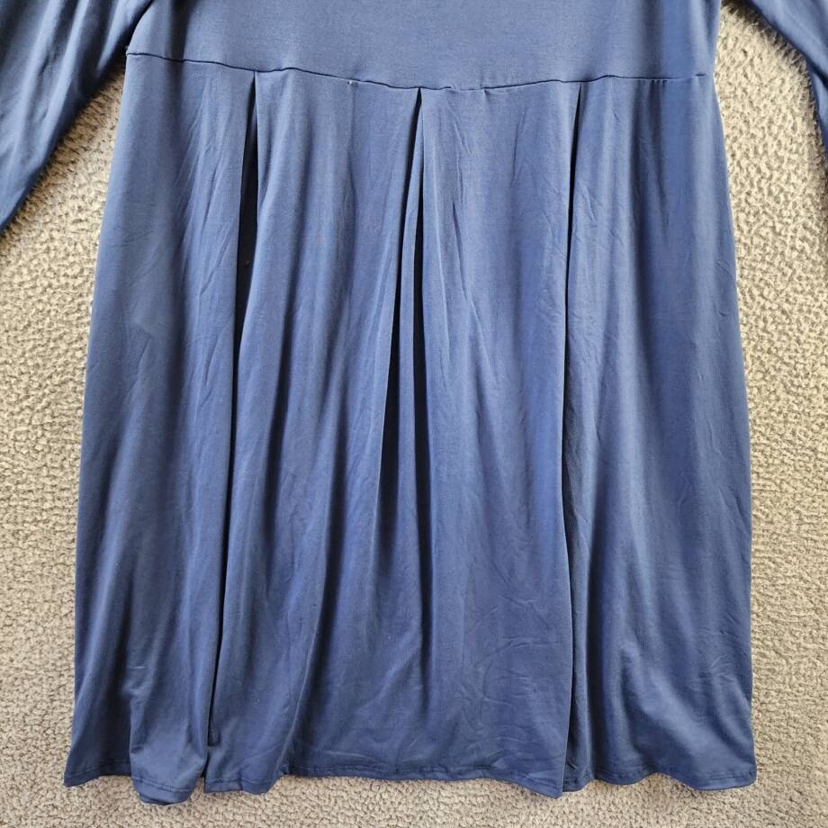 24seven Comfort Apparel Plus Size Fit and Flare Midi Dress Women's 2X Indigo L/S