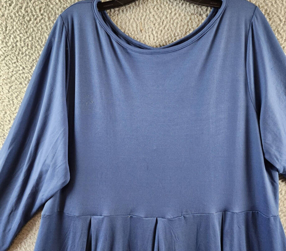 24seven Comfort Apparel Plus Size Fit and Flare Midi Dress Women's 2X Indigo L/S