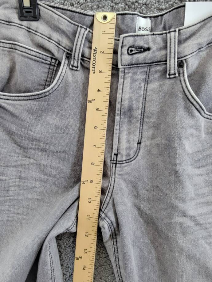 BOSS Logo-Embossed Straight-Leg Jeans Big Boys 16Y Denim Gray Button Zip Closure