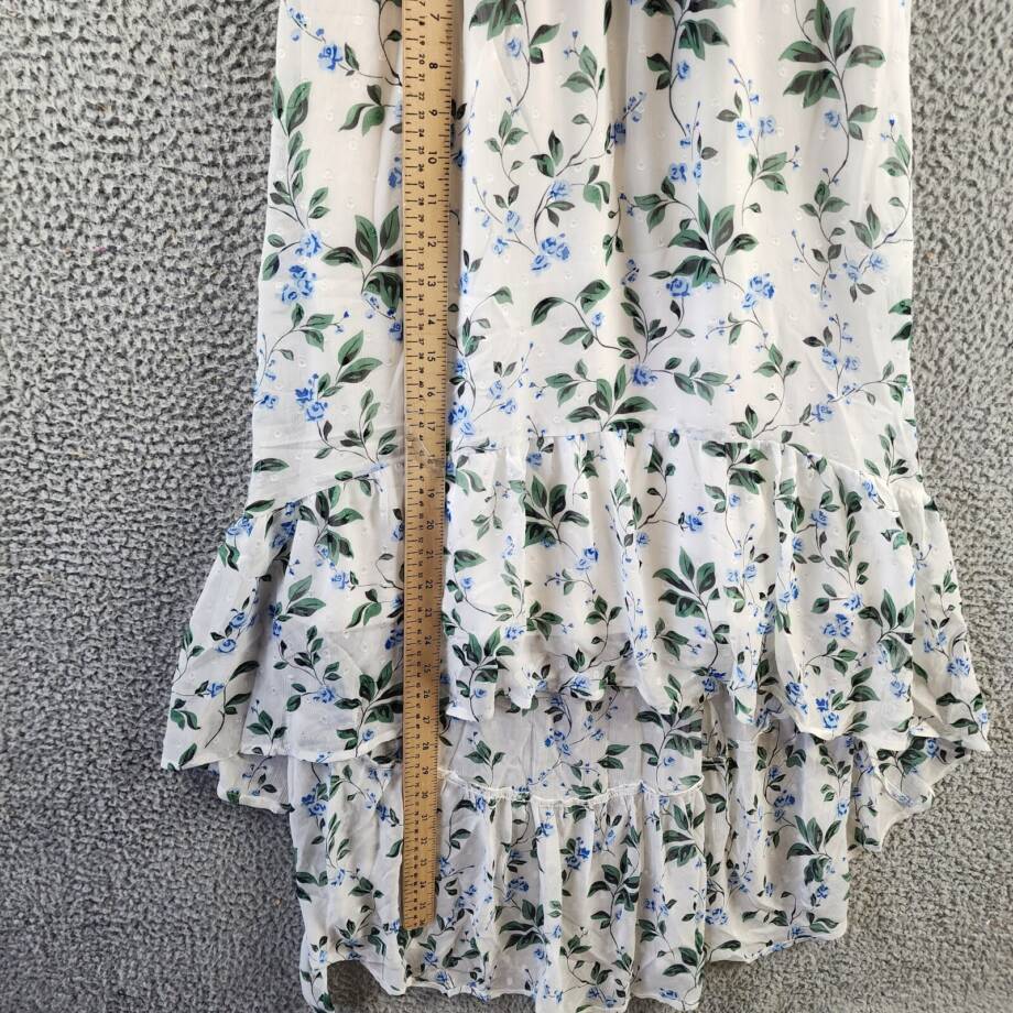 NY Collection Petite High Low Hem Chiffon Dress Women's PL Ivory Blue Floral
