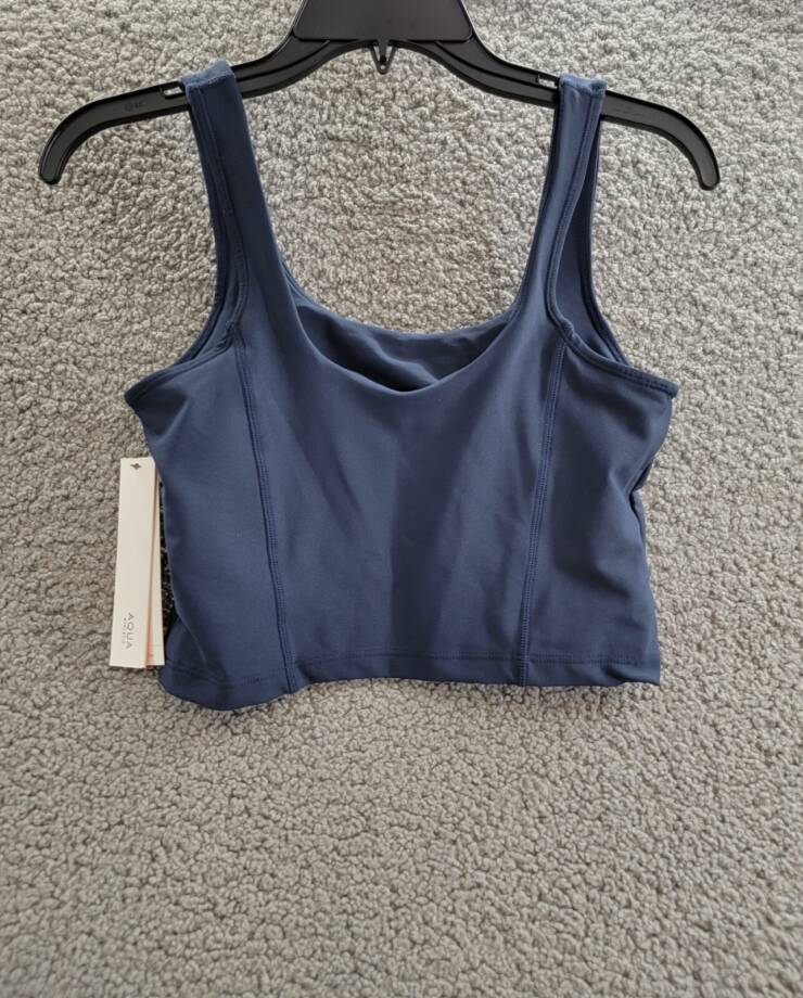 Aqua Corseted Square Neck Longline Bra Women's XS Myth Pullover