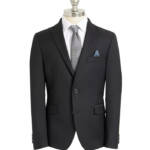 Lauren Ralph Lauren Solid Classic Suit Jacket Big Boys 12R Black Long Sleeve