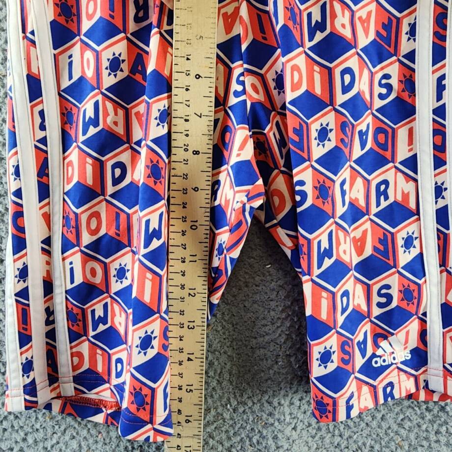adidas FARM Rio Printed 3-Stripes Bike Shorts Women's XS Blue/Red Multi Pull On