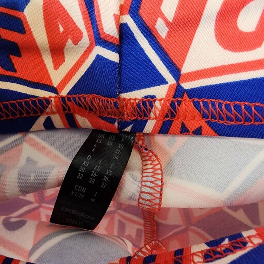 adidas FARM Rio Printed 3-Stripes Bike Shorts Women's XS Blue/Red Multi Pull On