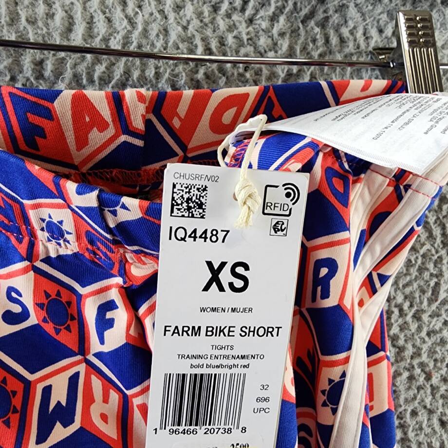 adidas FARM Rio Printed 3-Stripes Bike Shorts Women's XS Blue/Red Multi Pull On