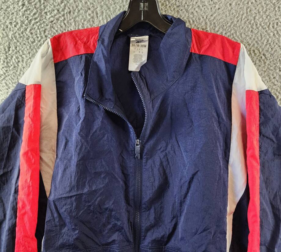 Reebok Track Jacket Y2K Vintage Windbreaker Full-Zip Women's 2X/18-20W Navy