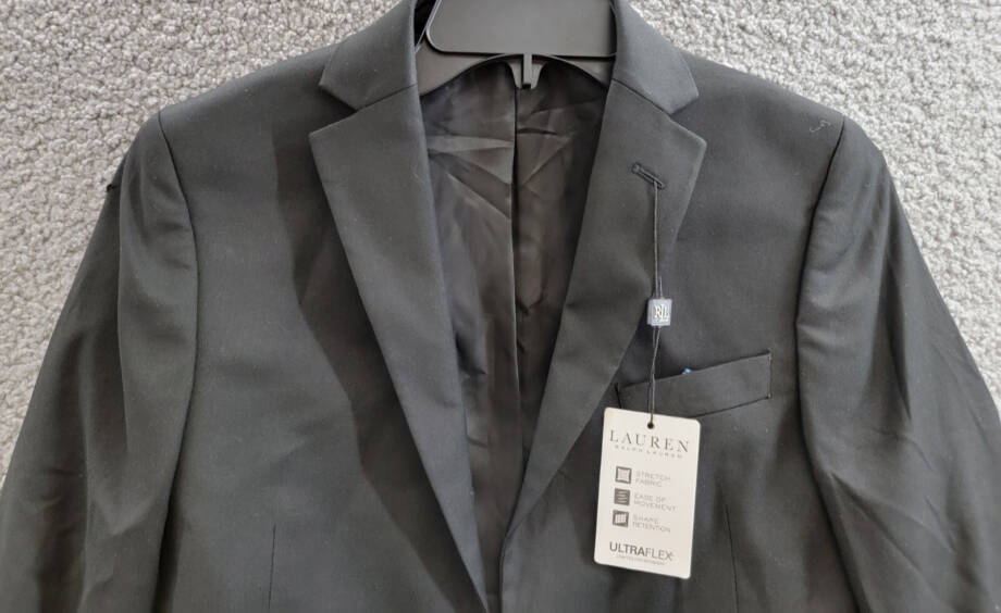 Lauren Ralph Lauren Solid Classic Suit Jacket Big Boys 12R Black Long Sleeve