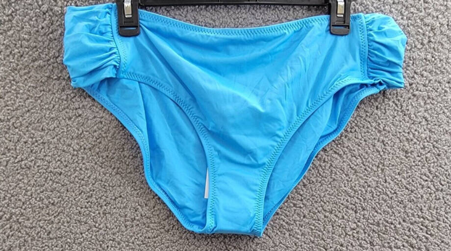 BECCA Plus Size Ruched Hipster Bottom Women's 2X 20/22 Blue Solid Elastic Waist
