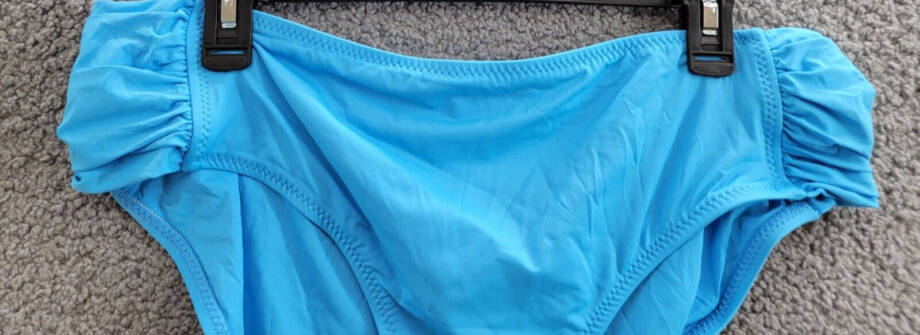 BECCA Plus Size Ruched Hipster Bottom Women's 2X 20/22 Blue Solid Elastic Waist