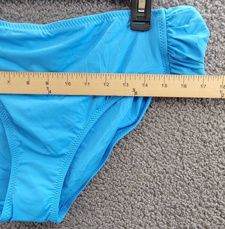BECCA Plus Size Ruched Hipster Bottom Women's 2X 20/22 Blue Solid Elastic Waist