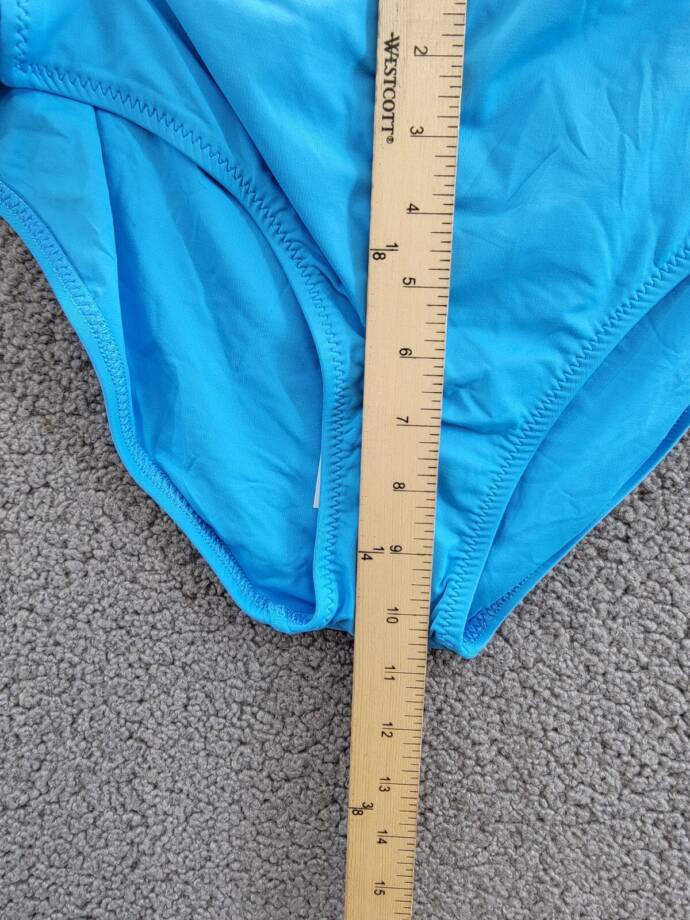 BECCA Plus Size Ruched Hipster Bottom Women's 2X 20/22 Blue Solid Elastic Waist
