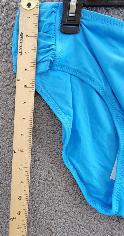 BECCA Plus Size Ruched Hipster Bottom Women's 2X 20/22 Blue Solid Elastic Waist