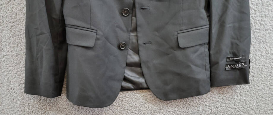 Lauren Ralph Lauren Solid Classic Suit Jacket Big Boys 12R Black Long Sleeve
