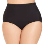 Swim Solutions Plus Size Mid-Rise Tummy-Control Swim Bottoms Women's 22W Black